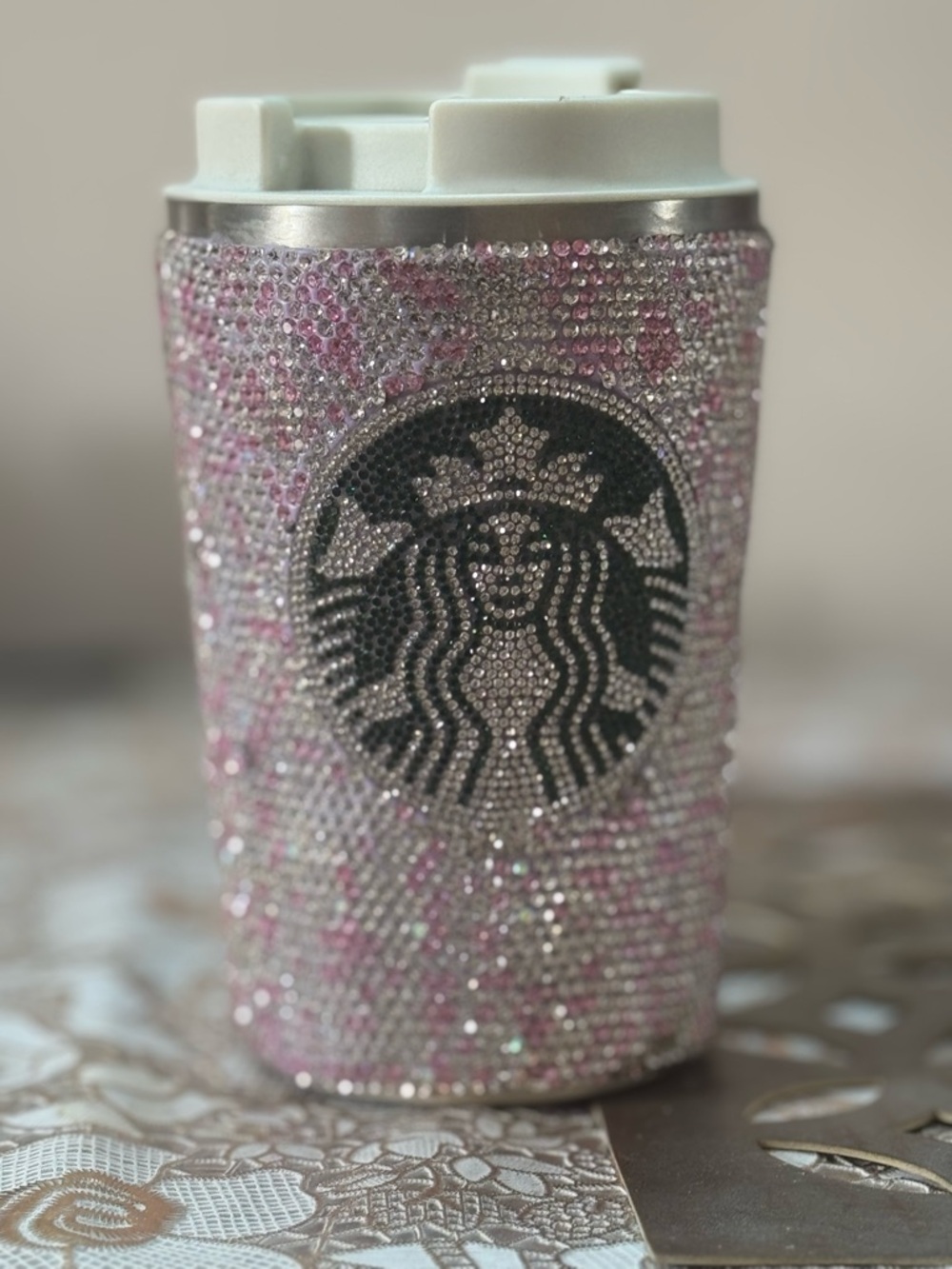 Stunning Rhinestone Encrusted Crystal Temperature Control CouturMug - - Picture 5 of 10